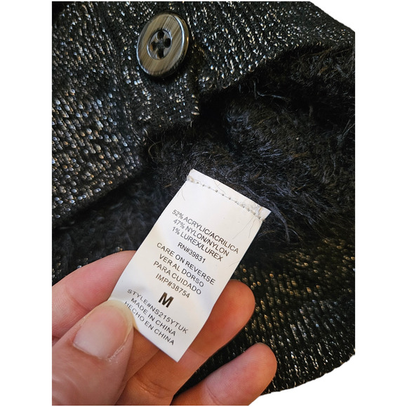 Rewind Medium Black Long Sleeve Button Up Cardigan - Picture 4 of 9